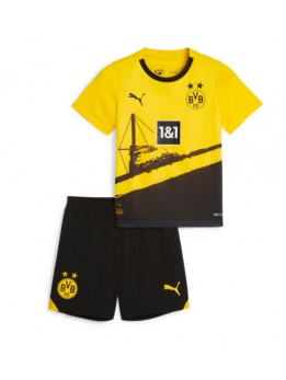 Otroški Nogometna dresi replika Borussia Dortmund Domači 2023-24 Kratek rokav (+ hlače)